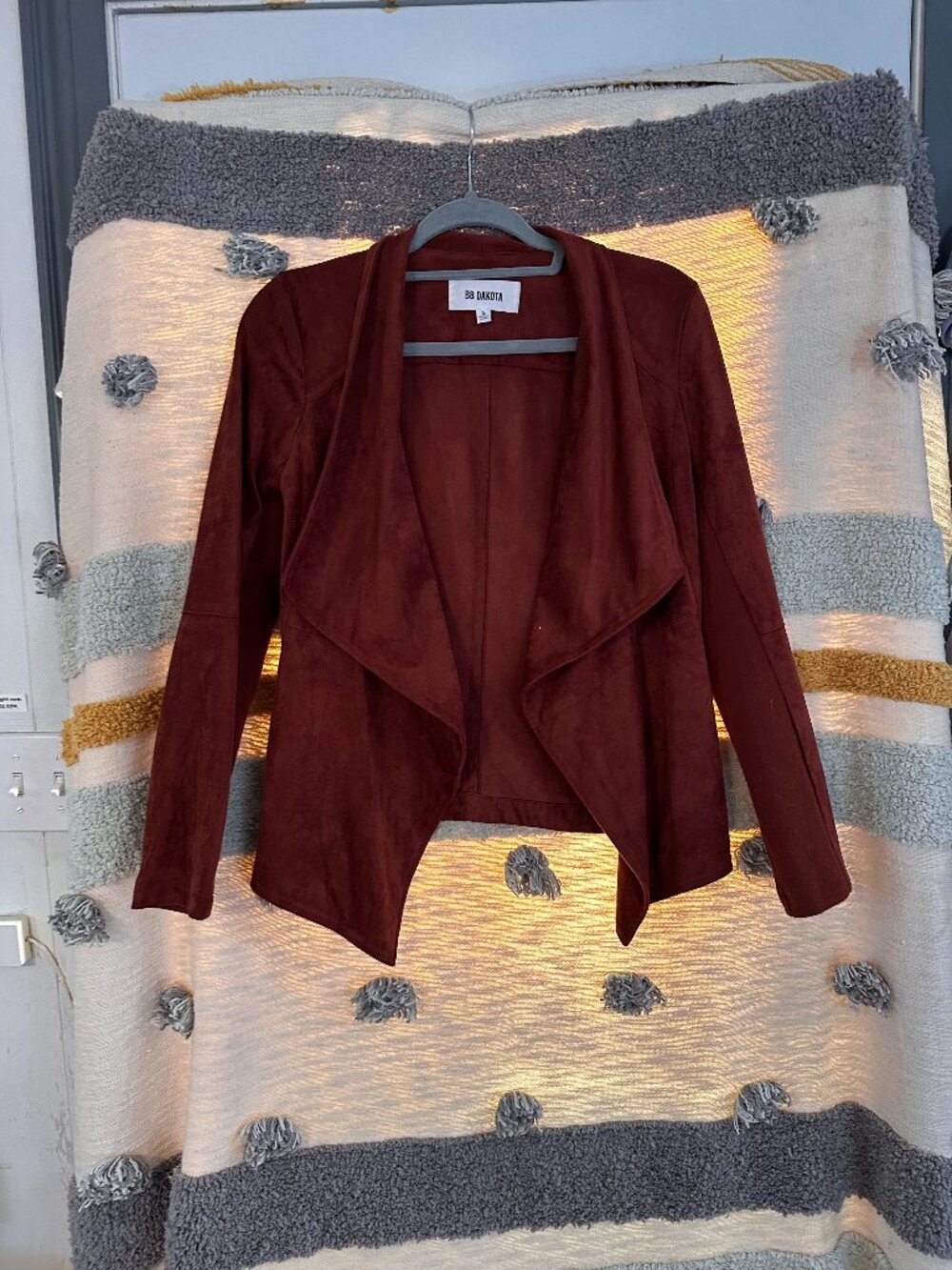 BB Dakota "Wade" Drape-Front Faux Suede Jacket - Women's Small